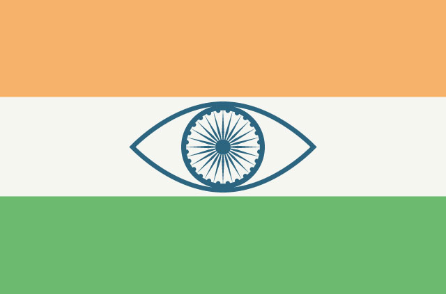 Indian flag with an eye in the middle.