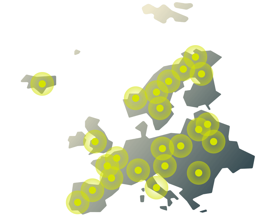 Con&eacute;ctese a docenas de ubicaciones de servidores europeas con la gigantesca red global de ExpressVPN.